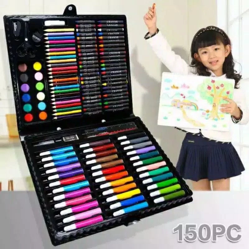 150Pcs Crayon Set Art Set Isi 150 Pcs Pensil Warna Set Anak Crayon Full Set Alat Lukis | AutoStock