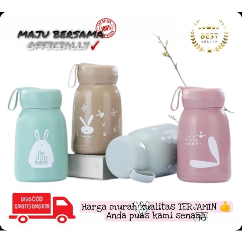 Jual MB - Botol minum kelinci 330ML kaca bening mini termos nice ...