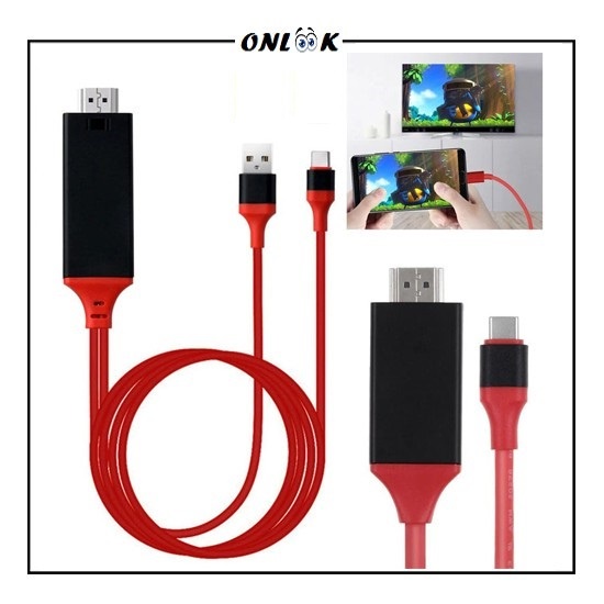Jual Kabel HDTV USB Type C to Port Male/ Cable 2 Meter 4K Mirroring TV