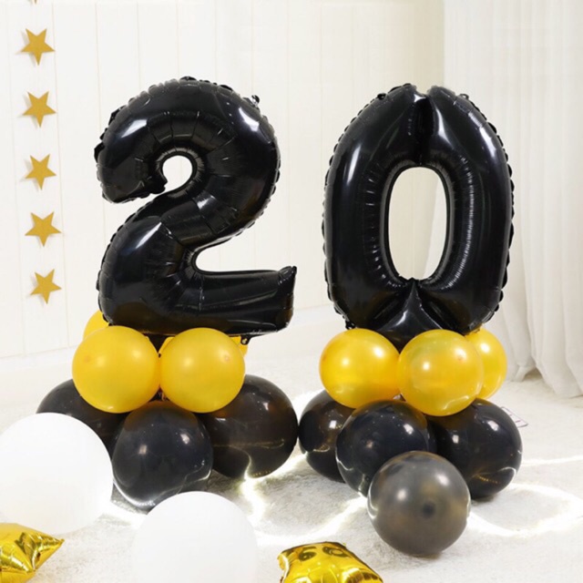 Jual BALON ANGKA JUMBO 80 CM WARNA HITAM ANGKA 0-9/BALON ANGKA DEKORASI