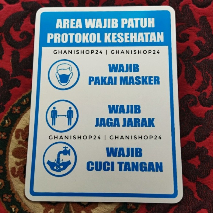 Jual Papan Plang Rambu Protokol Kesehatan Alumunium Plat | Shopee Indonesia