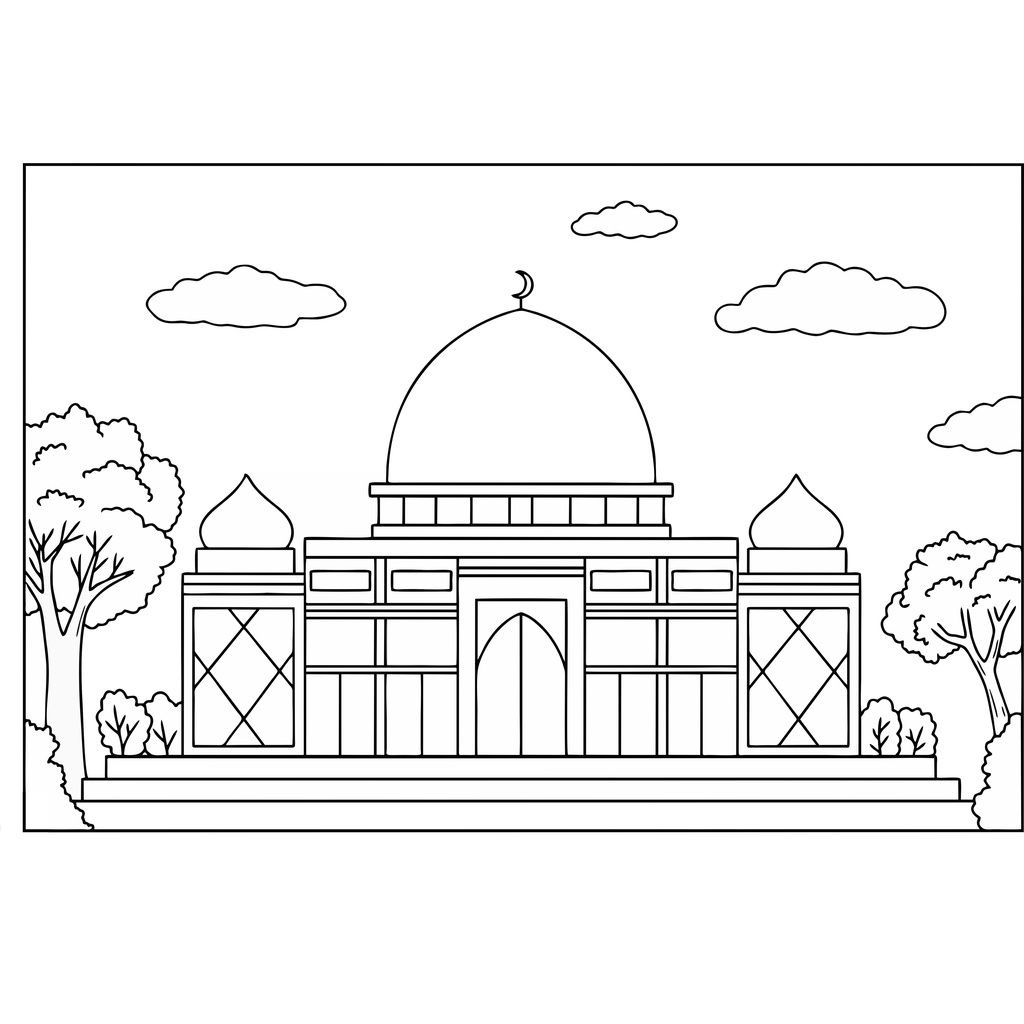 Jual Gambar Sketsa Mewarnai Islami ~ MASJID/ Seketsa Lukis / Drawing