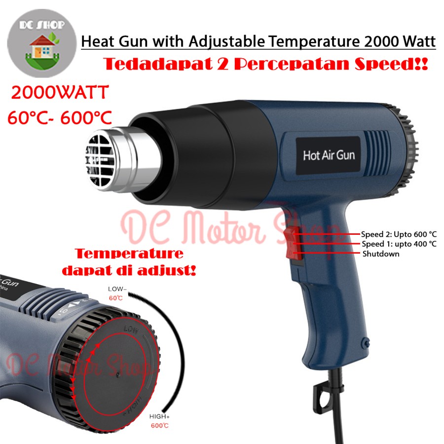 Heat gun 2000W hot air gun Variable Temperature Heavy Duty
