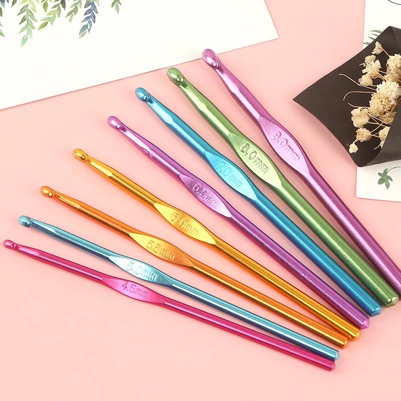 Jual Hakpen Jarum Rajut Aluminium ( Crochet Hook Set Hokpen ) | Shopee ...