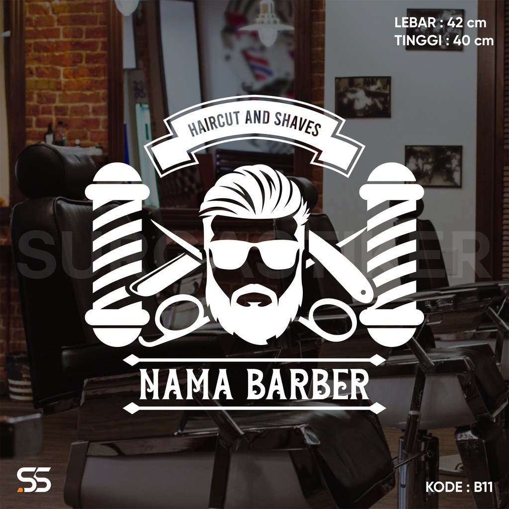 Jual Wall Cutting Sticker Stiker Dinding Barber Shop Salon Potong Cukur ...