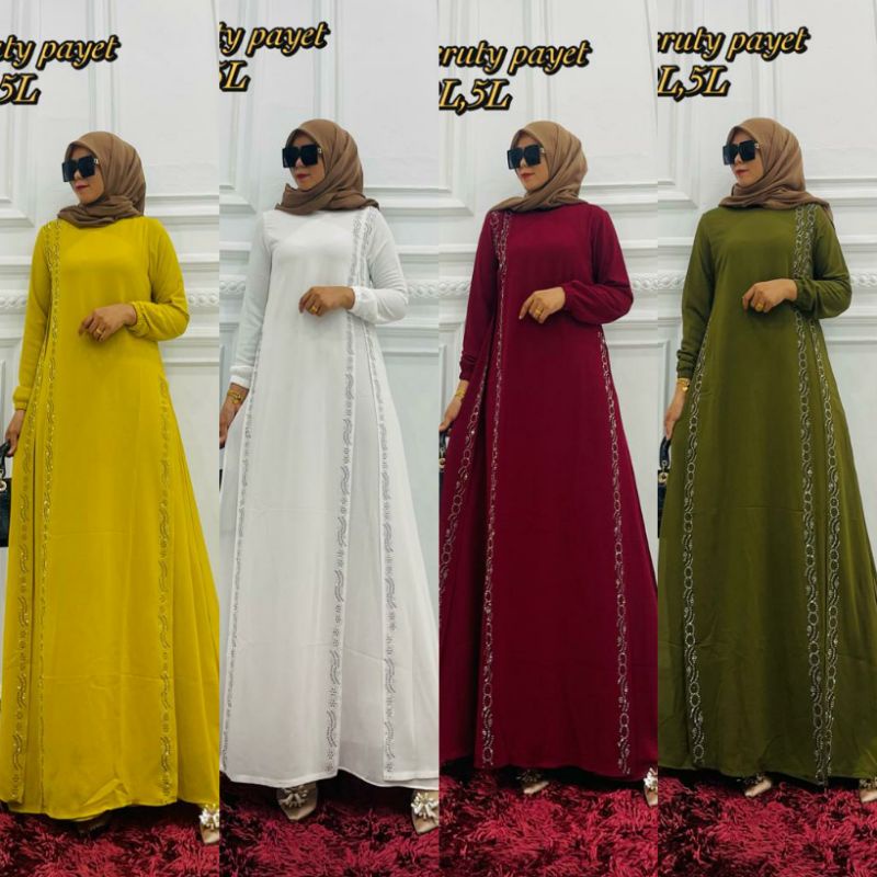 Jual Gamis Ceruty Remaja Kekinian Baju Dress Seruti Wanita Payet