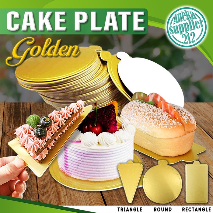 Jual Tatakan Alas Kue Cake Slice Gold Bulat Persegi Segitiga Pcs Shopee Indonesia