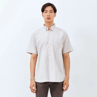 M231 Kemeja Pria Basic Polos Oxford Pendek Khaki 1457B