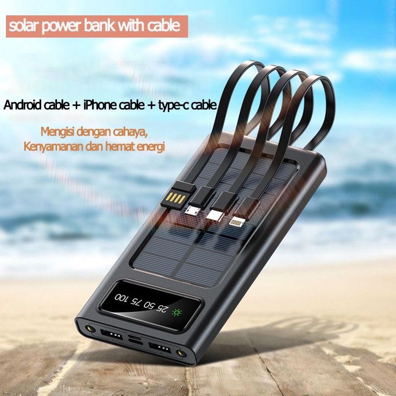 Jual Powerbank Solar Tenaga Surya 10.000 Mah Multifungsi 2 USB + 3 ...