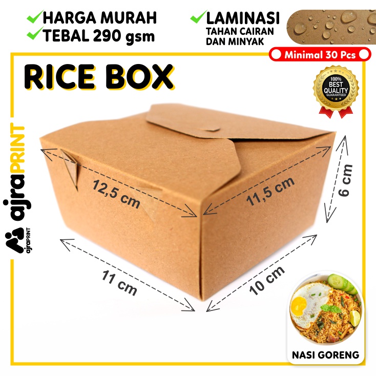 Jual Rice Box tempat penyimpanan makanan paper wadah tray penyimpanan ...