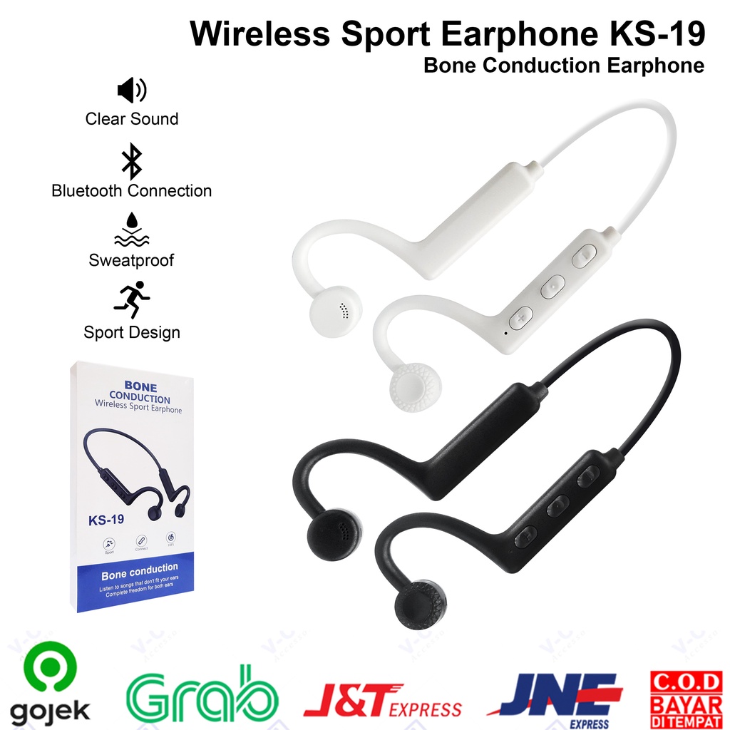 Jual KS19 Headset Sport Bluetooth Earphone Bone Conduction Headset Bluetooth Shopee Indonesia