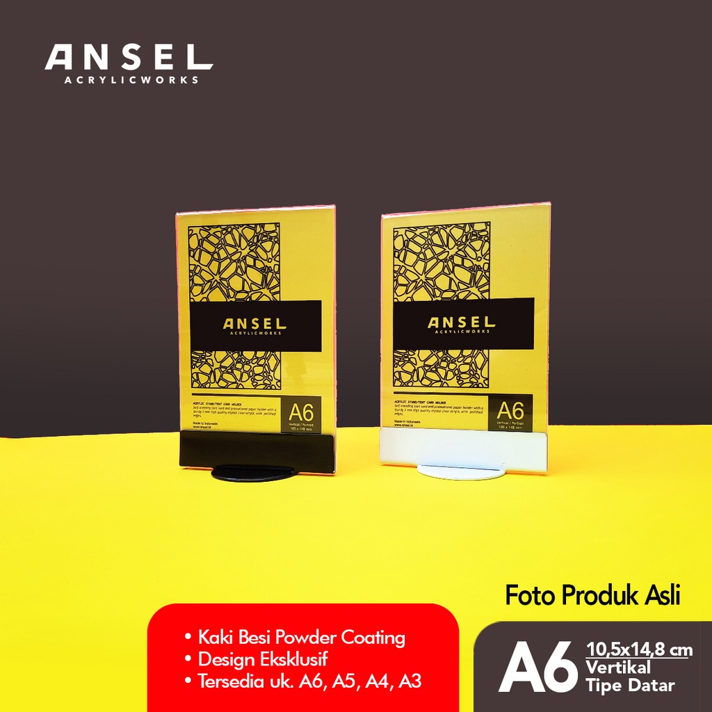 Jual ANSEL NORE - Tent Card Akrilik Besi / Datar A6 Vertikal 10,5x14 ...