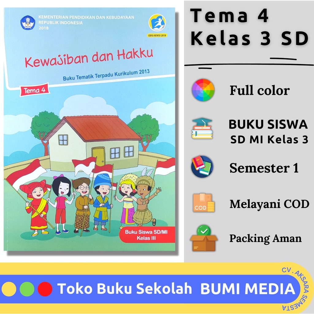 Jual Buku Siswa Kelas 3 SD MI Tema 4 / Buku Tematik Terpadu Kurikulum ...