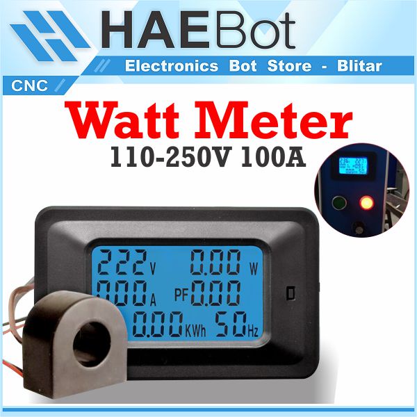 Jual [HAEBOT] Wattmeter MeteranVolt Ampere 220V 100A LCD Digital Panel ...