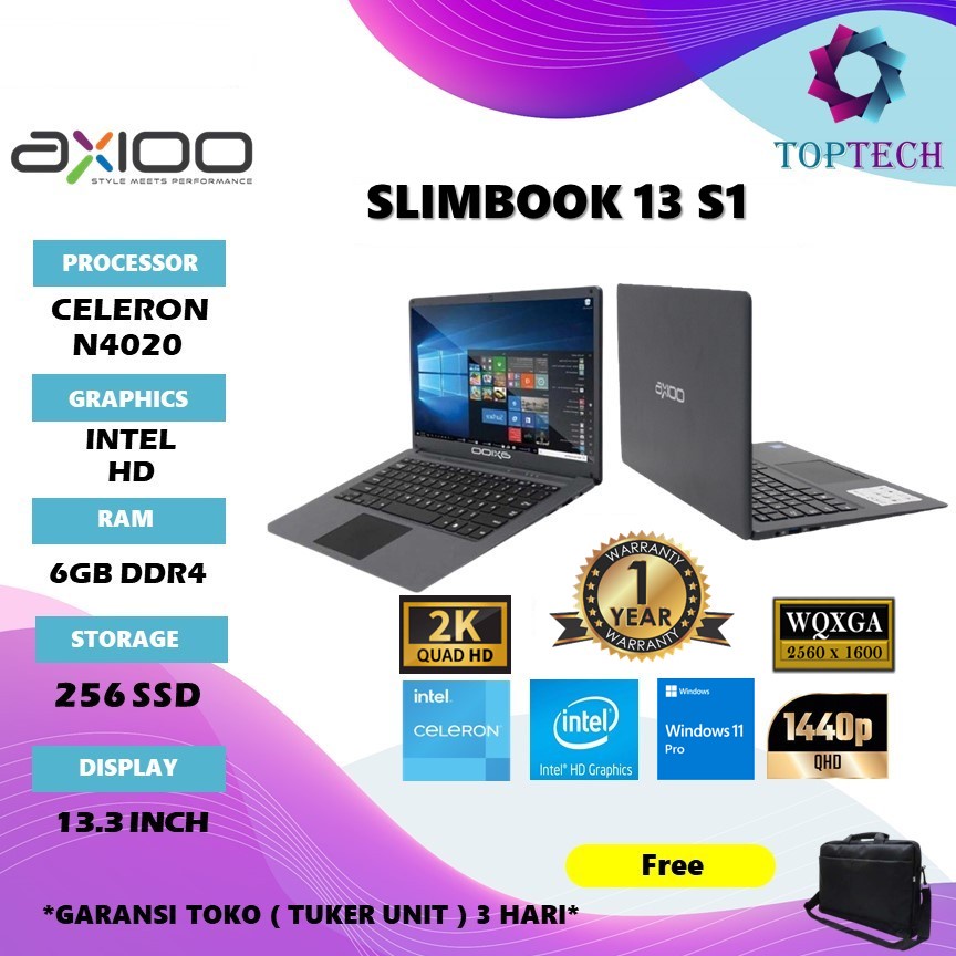 Jual Laptop Axioo Slimbook S Wqxga K N Ram Gb Gb Ssd W Pro Shopee Indonesia