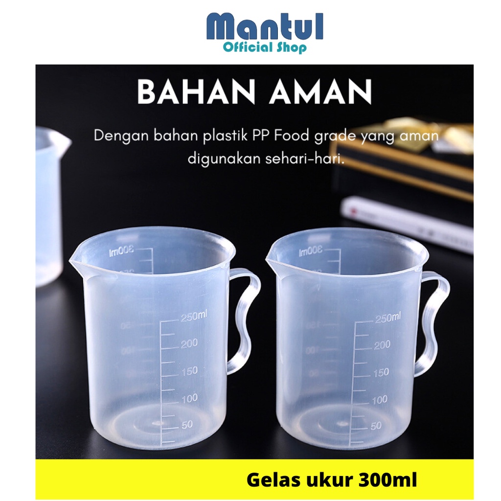 Jual Mantul Gelas Ukur 250ml 300ml Plastik Measuring Cup Plastik Gelas Takar Bening Transparan 6065