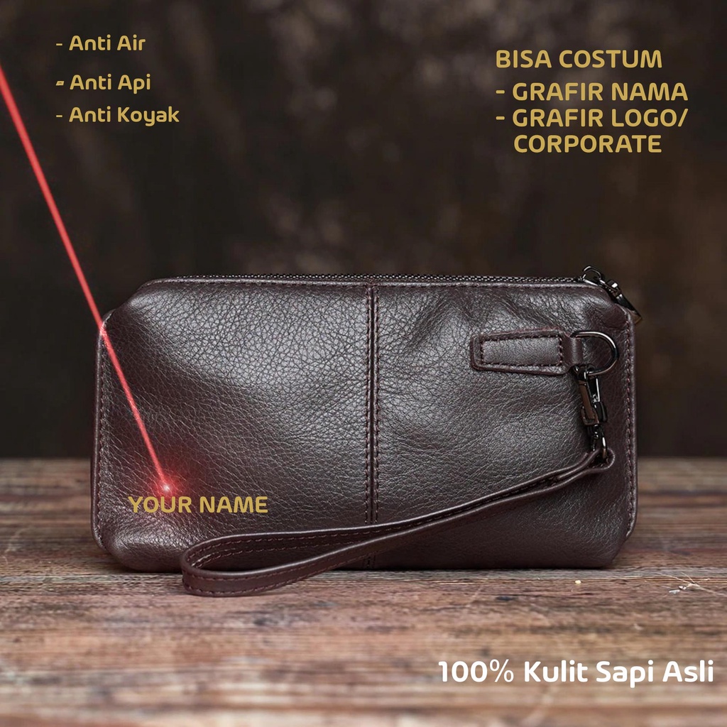 Promo Hand Bag Kulit Asli Pria - Tas Handbag Pria - Clutch Pria Kulit  Diskon 35% di Seller RD Avenue - Serua, Kota Depok