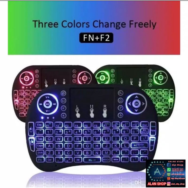 Jual MINI KEYBOARD LED WIRELESS TOUCHPAD MOUSE 2.4G | Shopee Indonesia