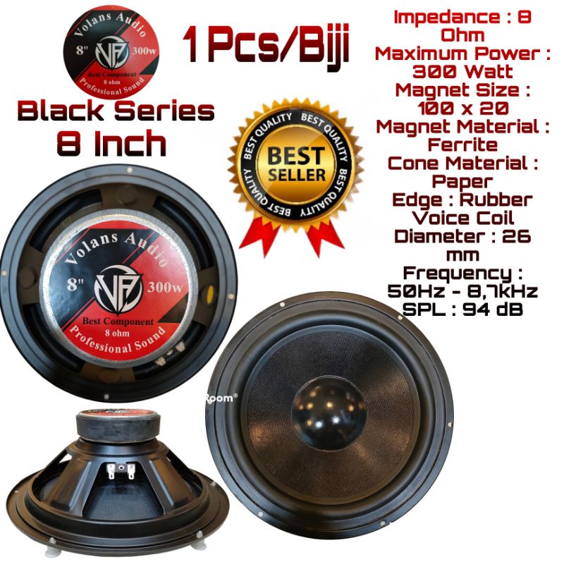 Promo Speaker Component Volans Audio Inch 300 Watt Hitam Magnet Besar