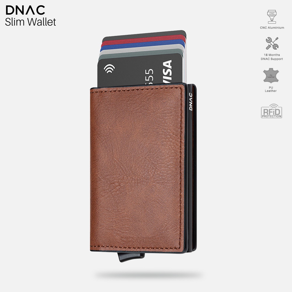 Jual DNAC SLIM Wallet Card Holder RFID Dompet Kartu - BROWN - DEFECT ...