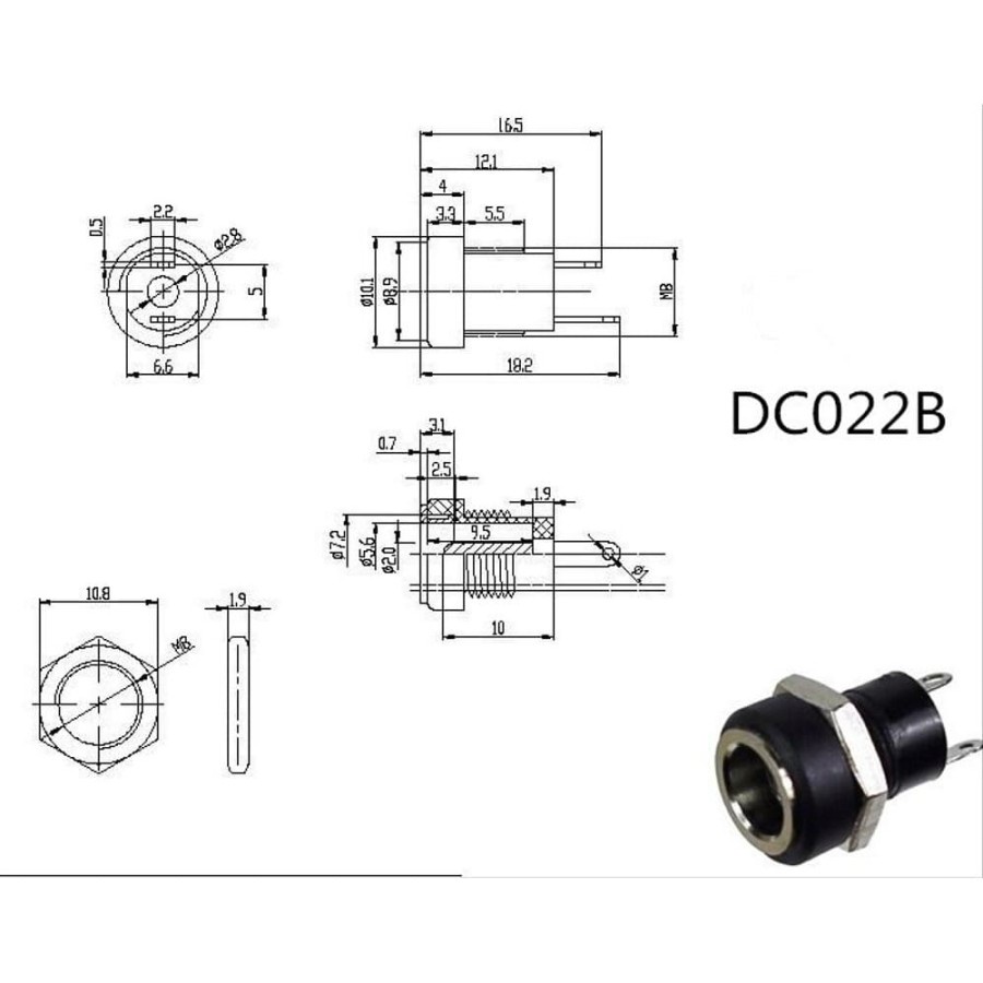 Jual SOKET DC FEMALE POWER SOCKET 3.5X1.35MM PCB PLUG JACK DC022B DC ...