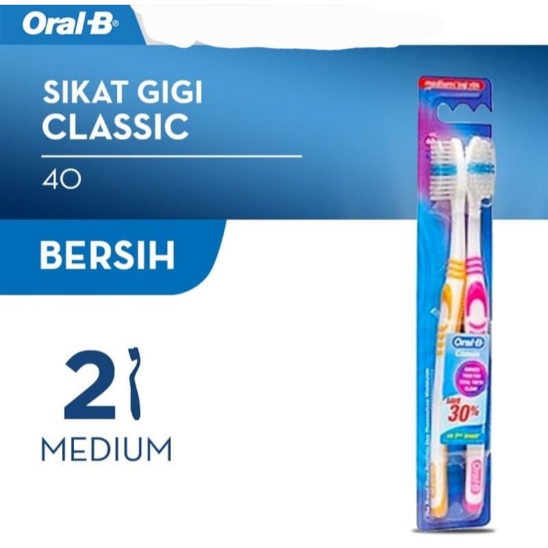 Jual Oral-B Sikat Gigi Classic 40 Medium 2S Dan 1S | Shopee Indonesia