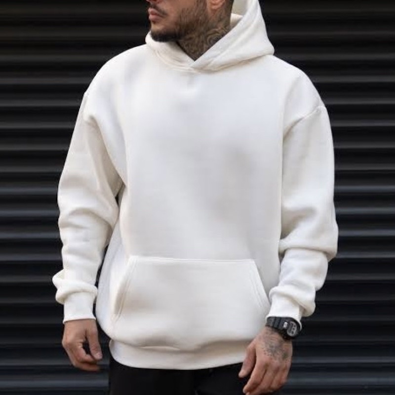 Jual Hoodie Boxy Oversized Jaket Sweater Polos Pria (Tanpa Tali