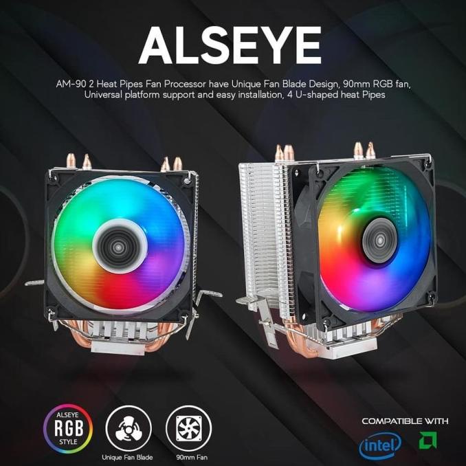 Jual Alseye Am90 Fan Processor / Cpu Cooler Gaming Heatsink 4 Pipe Rgb ...