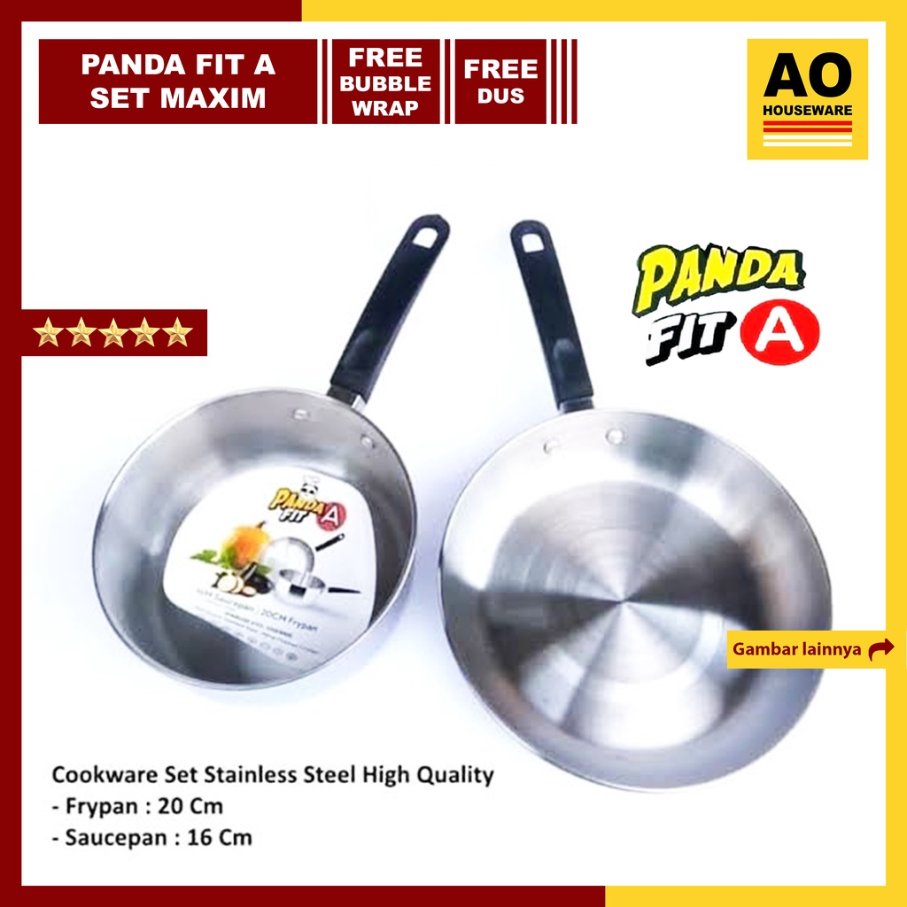 Jual Panci Maspion Panda Fit A Set Frypan 20 Cm & Sauce Pan 16 Cm ...