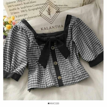 KALANTHA FASHION Blouse Aurora Atasan Wanita Kerah Pita Ukuran All Size