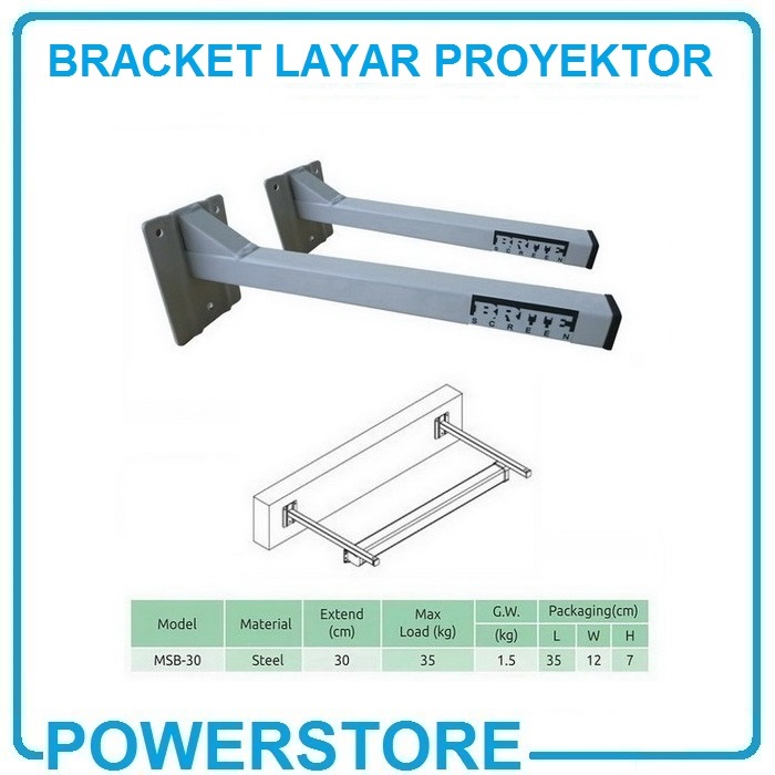 Jual Brite Bracket Layar Proyektor MSB-30 Dudukan Gantungan Projector ...