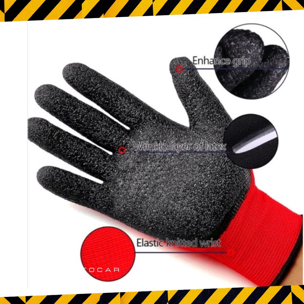 Jual SARUNG TANGAN SAFETY KARET LATEX KASAR KOMBINASI KATUN PREMIUM ...