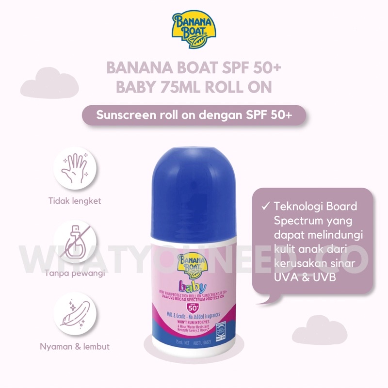 Jual Banana Boat SPF 50+ Baby 75ml Roll On Sunscreen Bayi Shopee