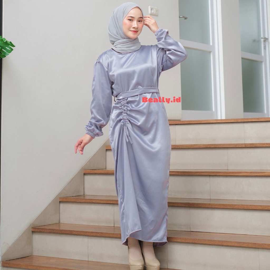 Jual Dress Serut Satin Gamis Serut Abelia Dress Baju Kondangan Bridesmaid Wanita Satin Silk