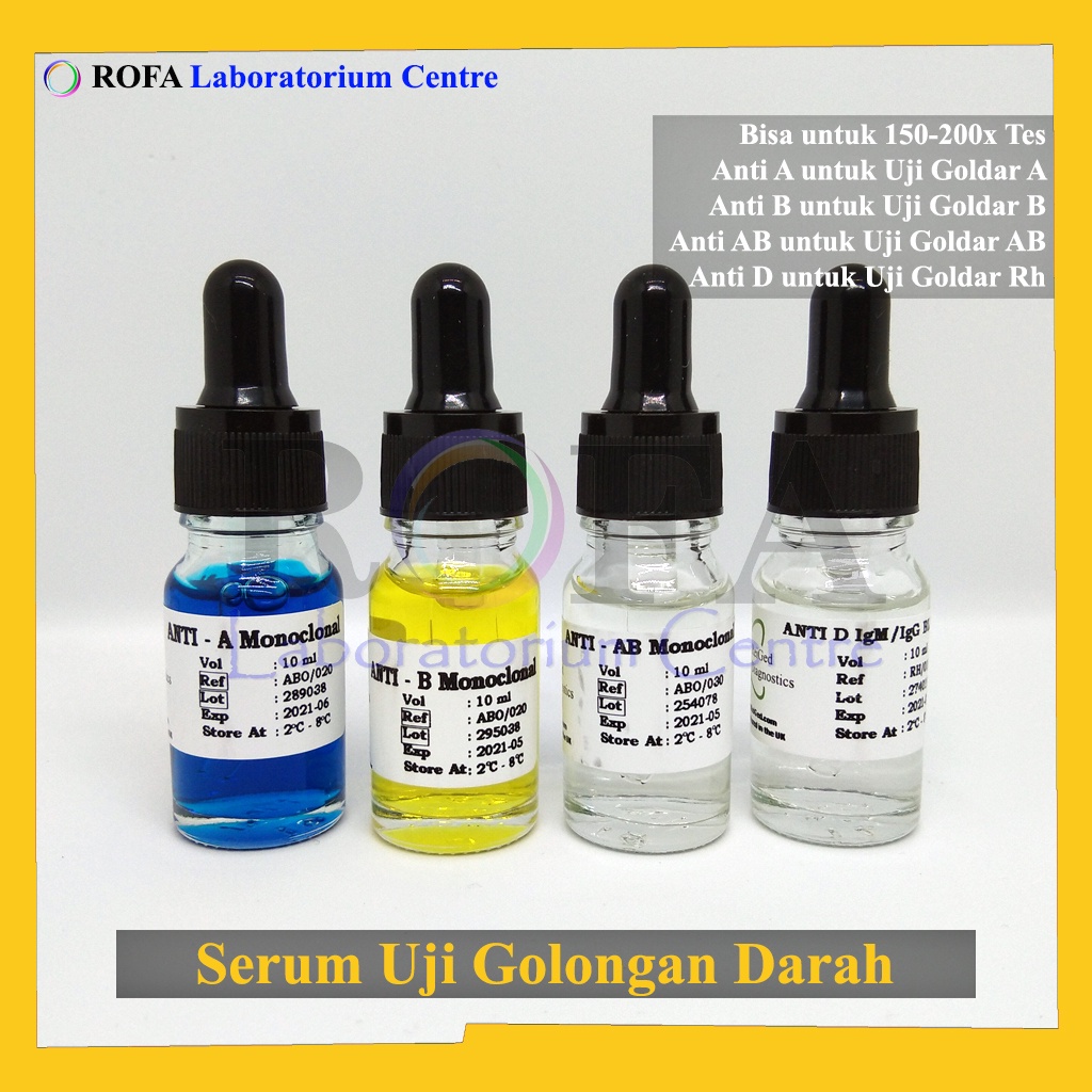 Jual Set Serum Uji Golongan Darah / Reagen Pemeriksaan Golongan Darah ...