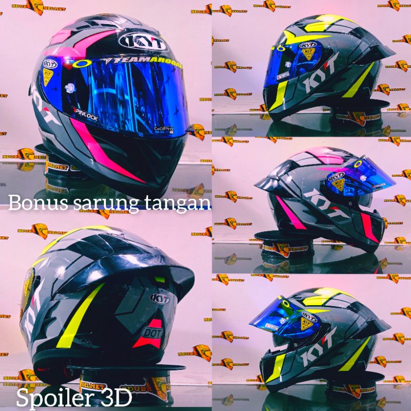 Jual Helm Full Face Kyt Falcon Fr Motif Raid Fuxia Yellow Paket Ganteng Original Sni Dot