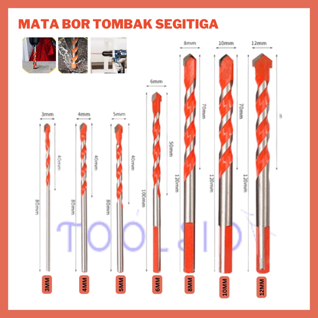 Jual Mata Bor Tombak Segitiga Keramik Kaca Tembok Granit Porselin Drill Bit Mm Mm Mm Mm Mm