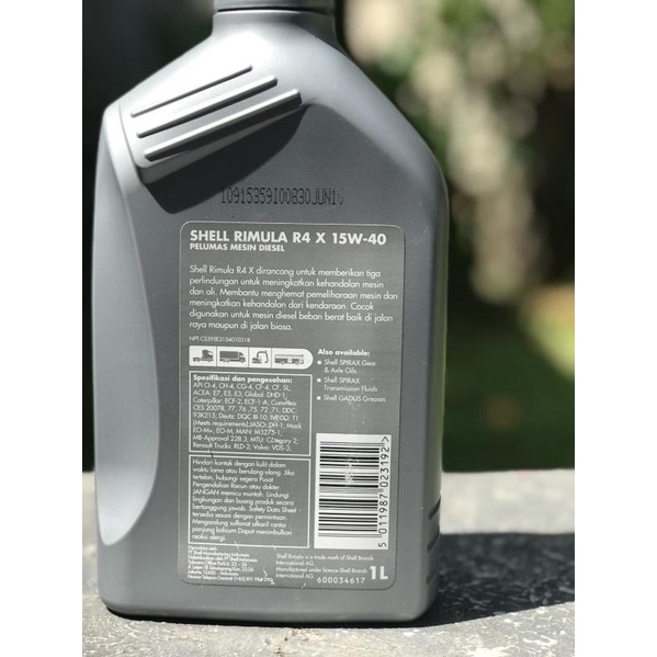 Jual OLI SHELL RIMULA DIESEL R4 X SAE 15W-40 GALON 1 LITER | Shopee ...