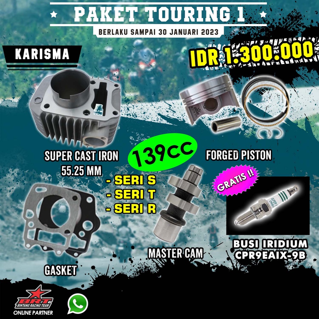 Jual PAKET TOURING 1 KARISMA BORE UP 139 CC BRT BLOK PISTON