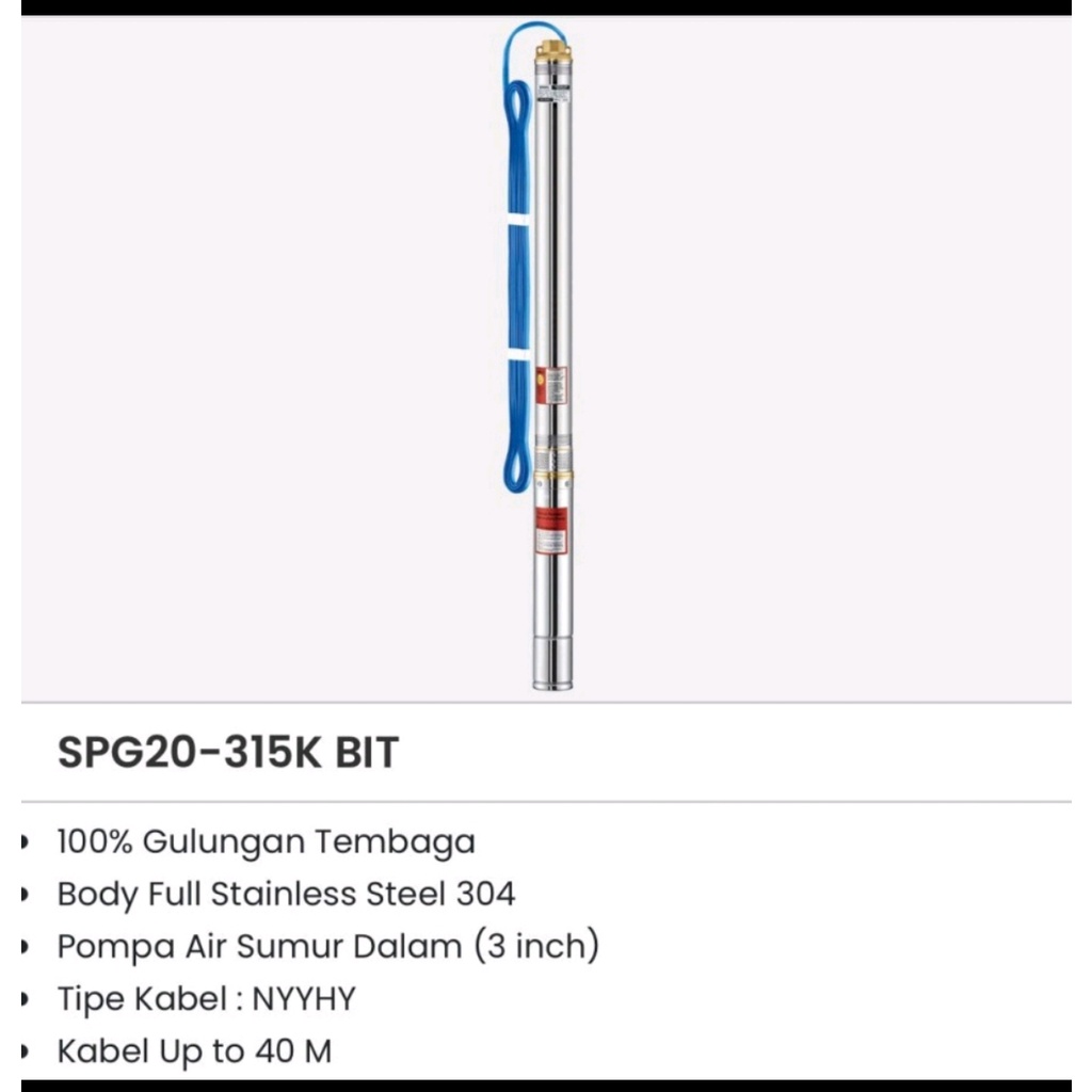 Jual POMPA AIR RENDAM CELUP SUMUR LISTRIK 1/2 HP 3 INCH + KABEL 30 ...