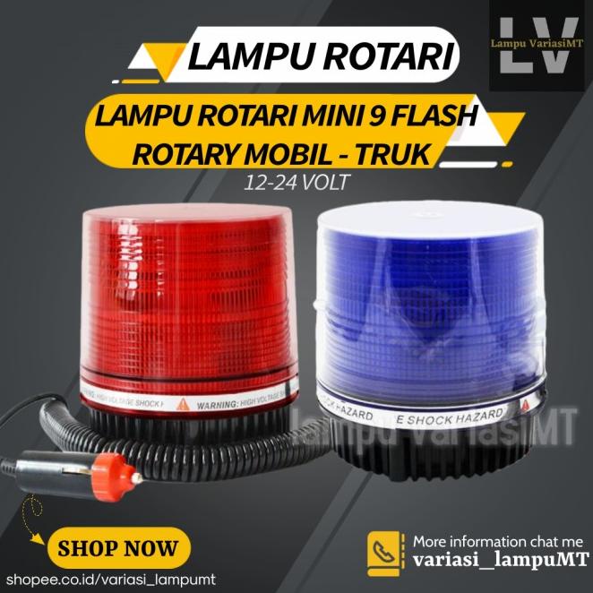 Jual Lampu Rotari Rotator Rotary Led Mini 9 Flash Mobil Truk Ambulan 12 ...