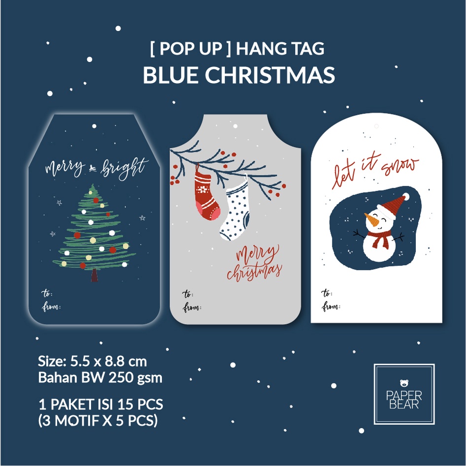 Jual POP UP Hang Tag BLUE CHRISTMAS / Natal [ 15 pcs ] | Shopee Indonesia