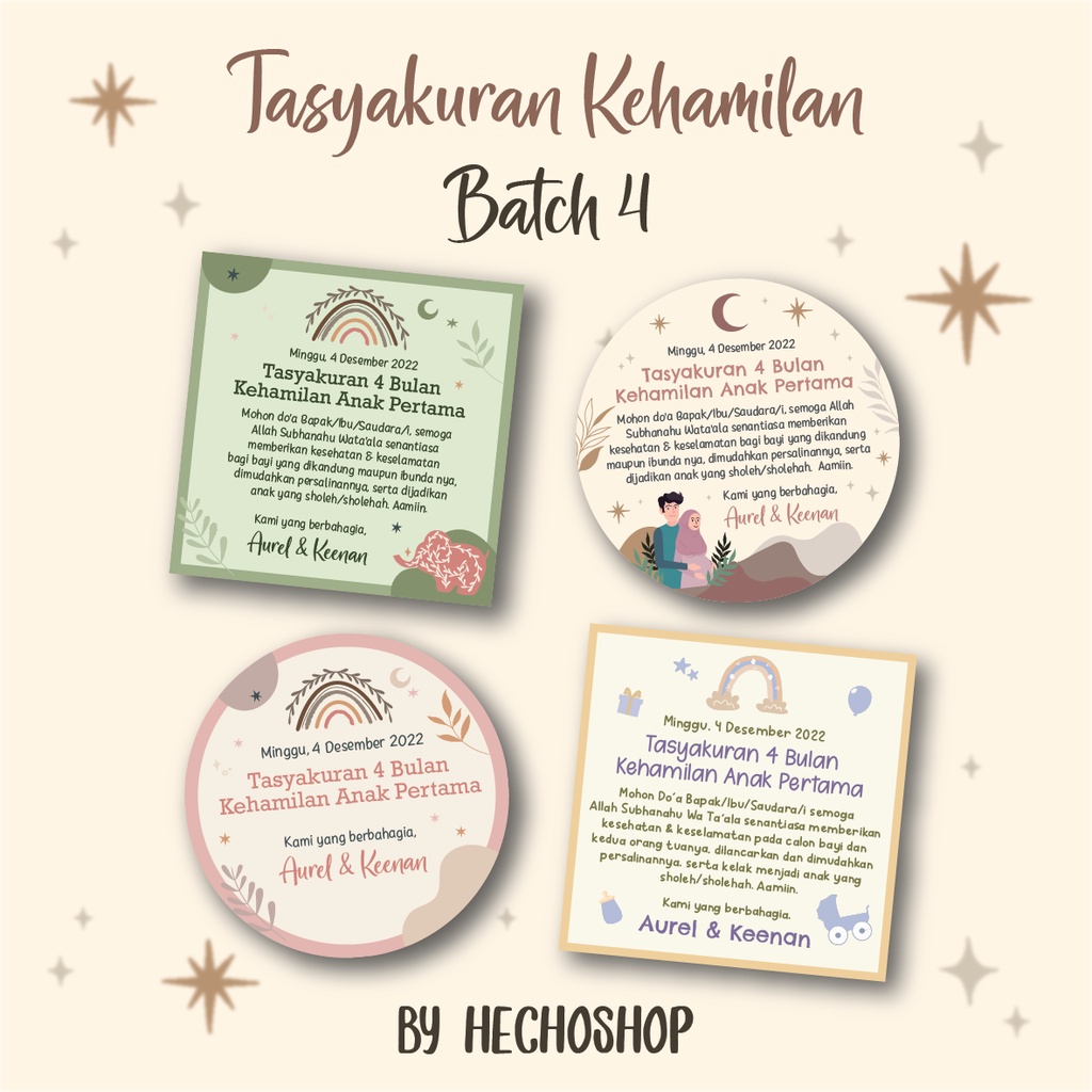 Jual Stiker / Kartu Tasyakuran 4/7 Bulan Kehamilan BATCH 4 [HECHOSHOP ...