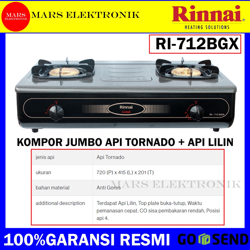 Jual KOMPOR GAS RINNAI 2 TUNGU RI-712BGX / API TORNADO / RI 712 BGX /  KOMPOR RINNAI 2 TUNGKU | Shopee Indonesia