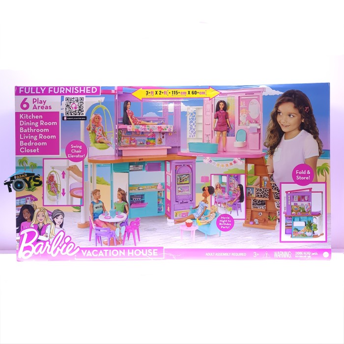 Jual Barbie Vacation House Playset With 30+ Pieces Mattel Original ...