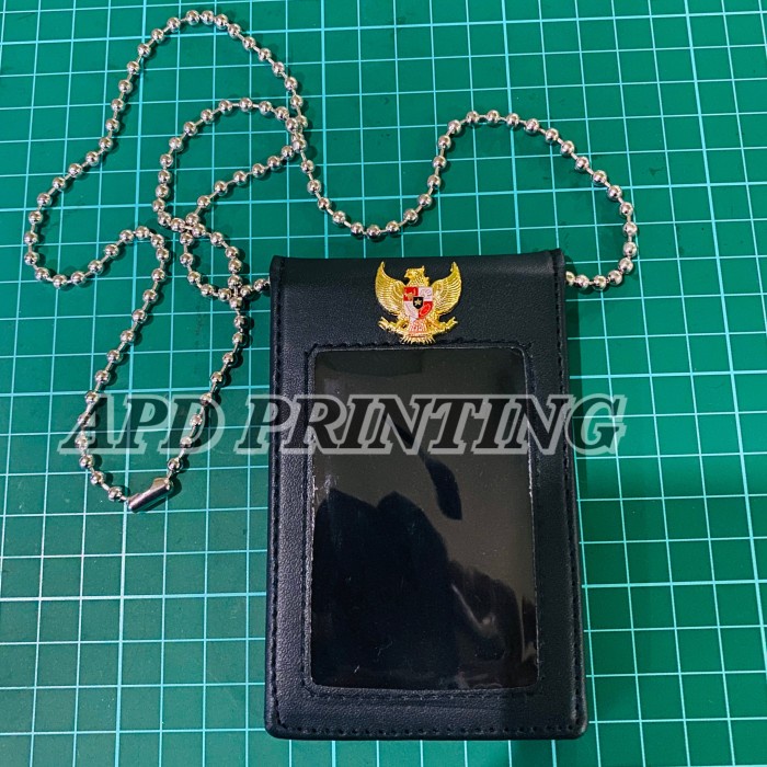Jual Name Tag Name Tag Id Card Holder Kulit Garuda Plus Kalung Rantai 2