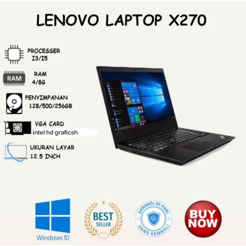 Jual TERMURAH LENOVO Thinkpad x270 I3 Gen 7 / RAM 4GB-8GB- 128GB