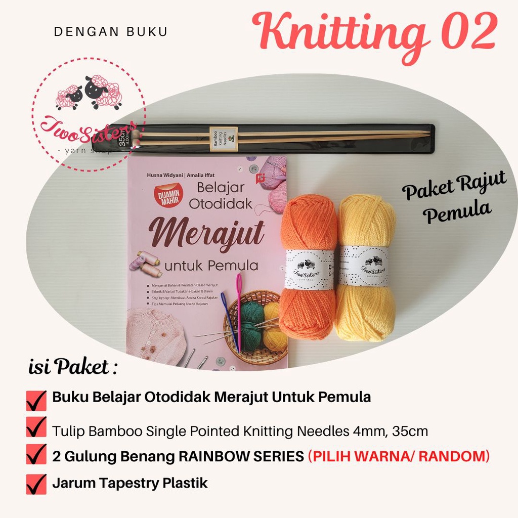 Jual Paket Rajut Pemula/ Merajut Pemula/ Perajut Pemula - Knitting 02A ...