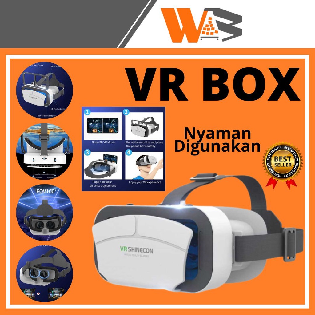 Jual COD VR Box Kacamata VR Virtual Reality Box Kaca Shinecon G12 Mata