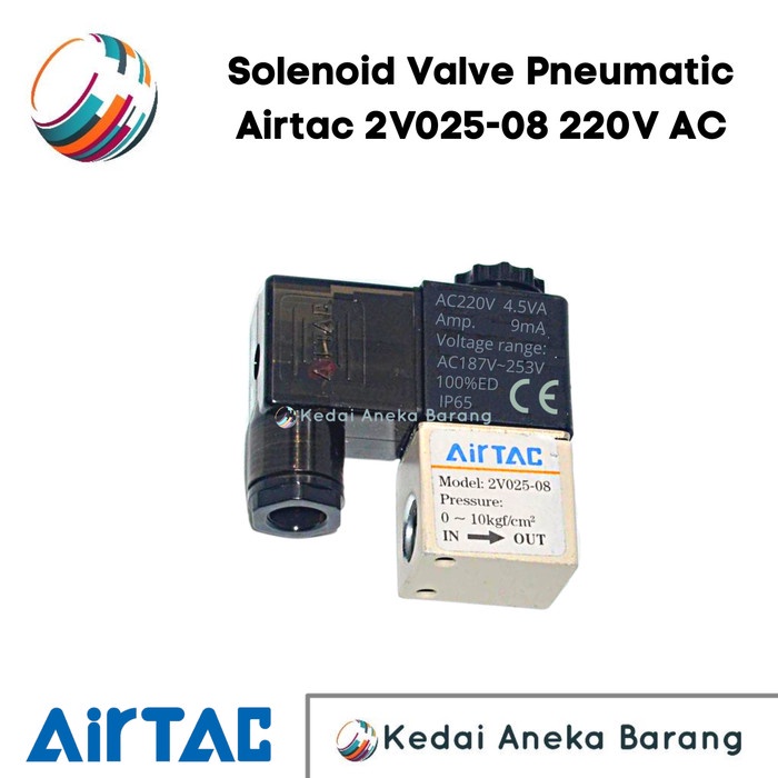 Jual Actu Solenoid Valve Airtac 2V025-08 2V025 08 220V Ac / 24V Dc ...